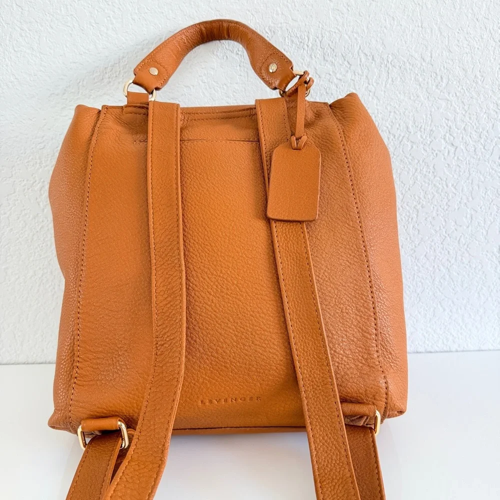 Levenger brown Drawstring Leather Backpack